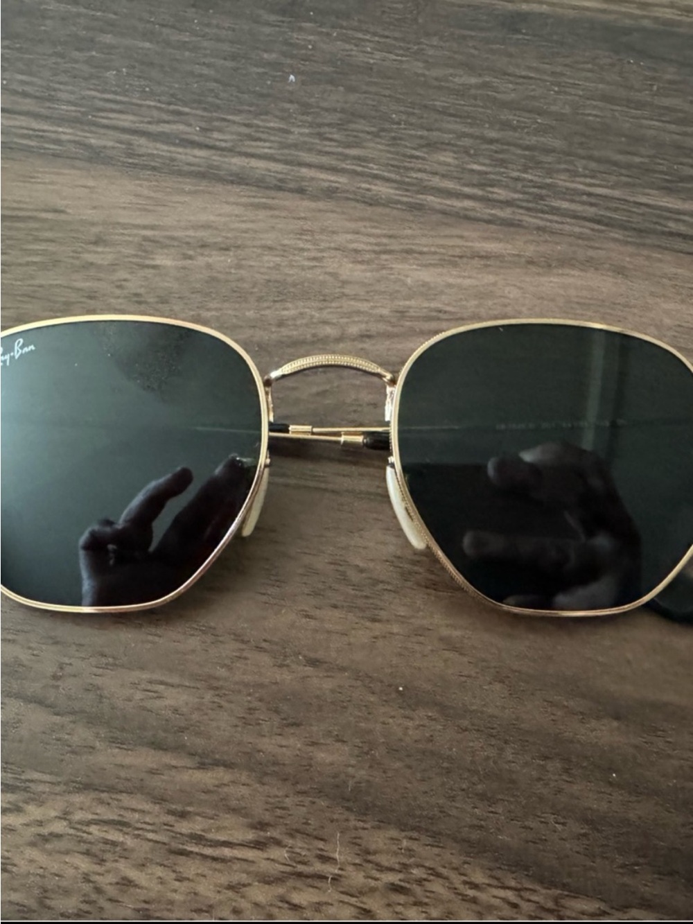 Ray-Ban Hexagonal flat Sunglasses with gold and black frames